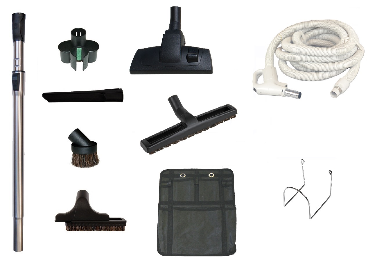 Set de nettoyage Premium DeLuxe 'Poussière' avec Flexible 12,2m à poignée ergonomique à cran d'arrêt et bouton ON/OFF + accessoires