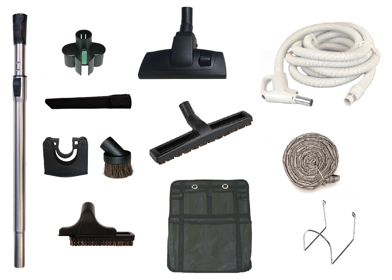 Set de nettoyage Premium Prestige 'Poussière' avec Flexible 9,1m à poignée ergonomique à cran d'arrêt et bouton ON/OFF + accessoires