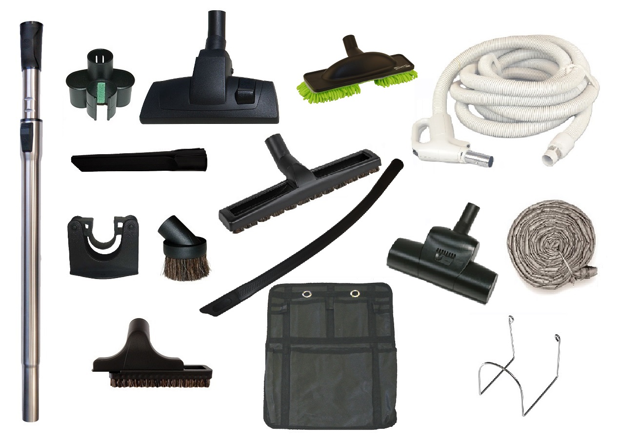 Set de nettoyage Premium Elite 'Poussière' avec Flexible 10,6m à poignée ergonomique à cran d'arrêt et bouton ON/OFF + accessoires