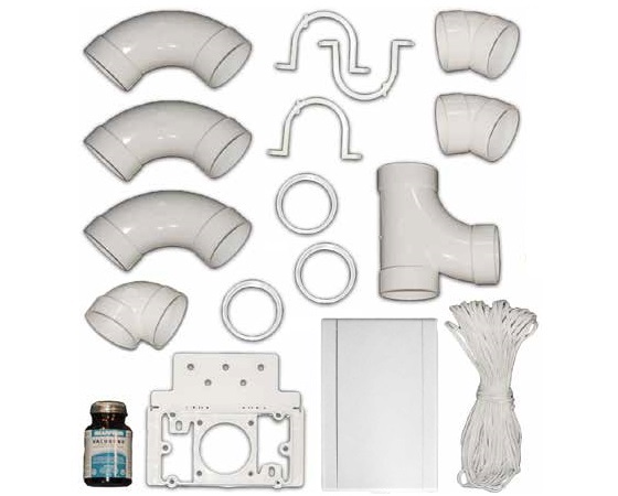 Kit de montage avec 1 prise d'aspiration classique rectangle, sans tube PVC