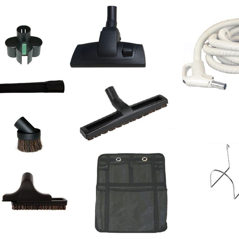 Set de nettoyage Premium DeLuxe 'Poussière' avec Flexible 7,6m à poignée ergonomique à cran d'arrêt et bouton ON/OFF + accessoires