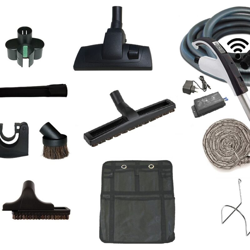 Set de nettoyage Premium Prestige 'Poussière' avec flexible de 10.6m avec poignée à cran d'arrêt et commande Wifi yc Recepteur + accessoires